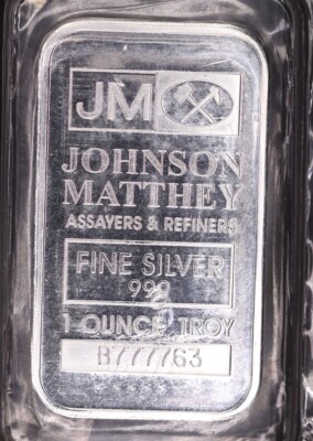 Johnson Matthey Assayers & Refiners 1 oz .999 Fine Silver Bar