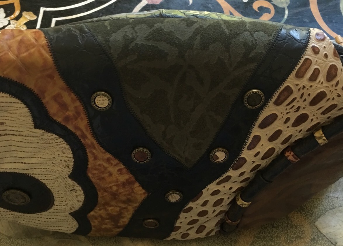 REEM Multi Color Patchwork Ostrich Leather Should… - image 7