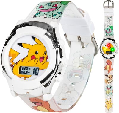 Stay Up To Date WithPOKEMON Special Digital Wristwatch Cute Gift For Kids White