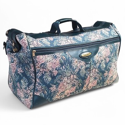 Vintage Trade Winds Floral Tapestry Luggage Travel Bag 15''x 21''x 11'' Shell Only