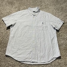 Polo Ralph Lauren Mens Blue White Vertical Striped Button Down Up Shirt XL