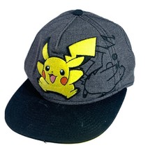 Nintendo Pokemon Pichu Pikachu Snapback Hat 2017 Gray Black Embroidered Stitched