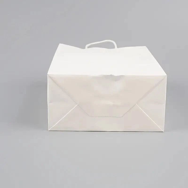 Bolsas de regalo de papel kraft blanco para fiestas y compras con asas al por menor 6,25 x 3,5 x8 Foto 2 de 4