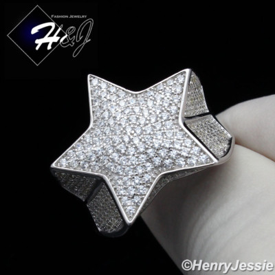 MEN SOLID 925 STERLING SILVER ICY BLING CUBIC ZIRCONIA MEN SOLID 925 STERLING SILVER ICY BLING CUBIC ZIRCONIA