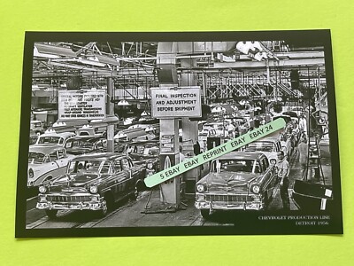 Found 4X6 PHOTO Old 1956 ? CHEVY Chevrolet Assembly Production Line Detroit Iron