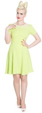 RARE! New HELL BUNNY Lime Green 40'S Cute Sexy Pin Up TEA Dress WEDDING UK 10 S