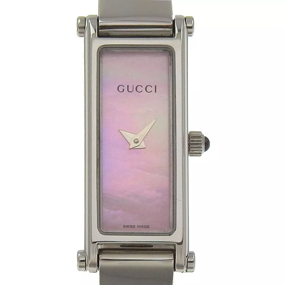 GUCCI Shell Montres 1500L Coque Rose Cadran Acier Inoxydable Quartz Analogique Dis...