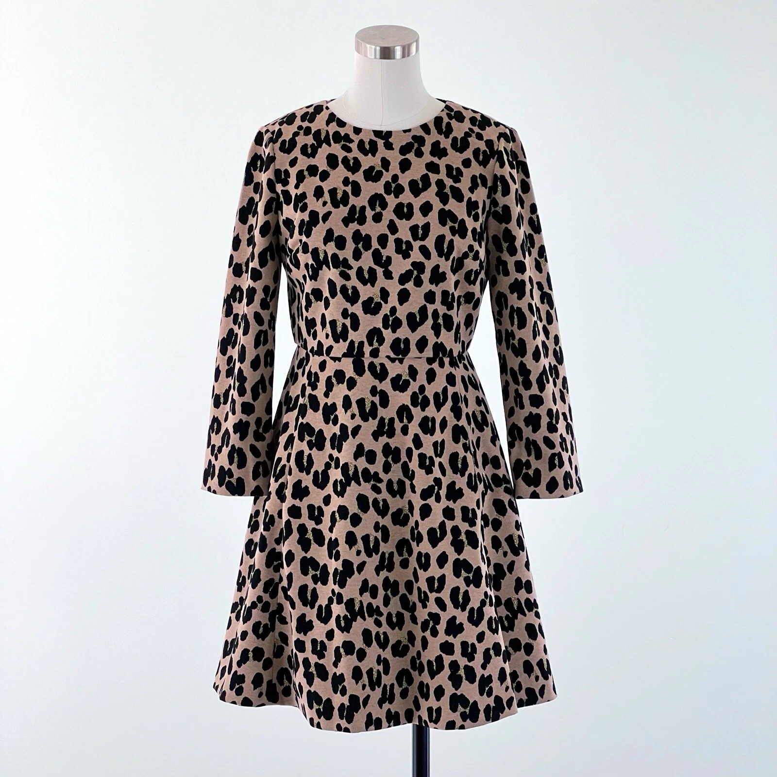 Nuovo KATE SPADE Abito Forest Feline jacquard stampa animalier taglia 4