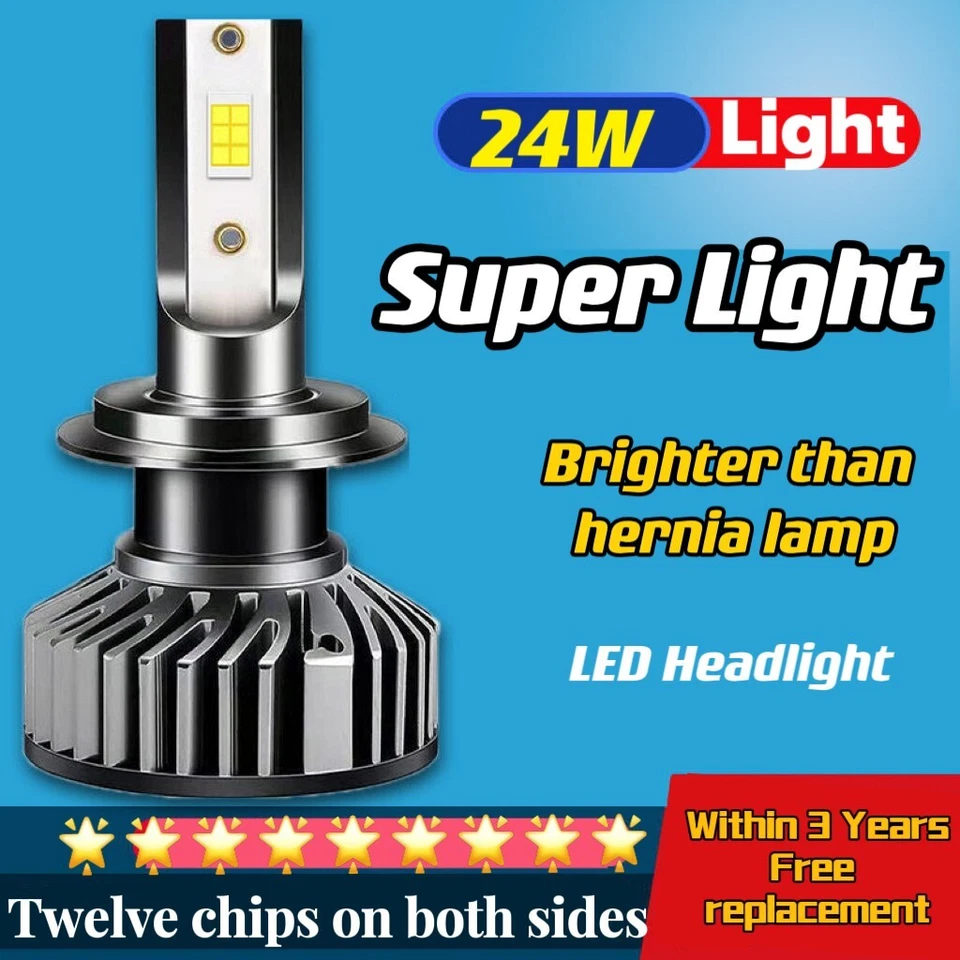 2pcs H11 H8 H9 LED Headlight Kit High Low Beam Bulbs Super Bright 6000K White - Image 2 of 4