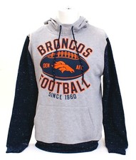 NFL Team Apparel Gray Blue Denver Broncos Hooded Sweatshirt Hoodie Men's NWT