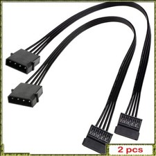 2pcs Molex IDE 4 Pin Male To 15 Pin Female SATA Power Cable UL 1007 18AWG Wires