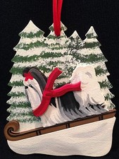 Shih Tzu Dog Wooden Ornament Made in USA New
