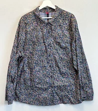 Pure Energy Women’s Sz 4 (4x) Multicolor Floral Prints Studded Button Up Shirt