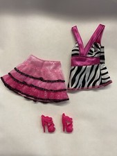 Quality Dolls Pink Zebra Party Skirt Outfit With Shoes Made For dolls Uk Seller