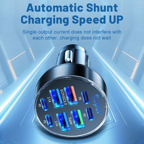 8 USB Port Super Fast Car Charger Adapter for iPhone Samsung Android Cell Phone - Picture 4 of 10
