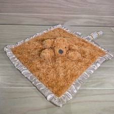 Cloud Island Puppy Dog Lovey Security Blanket Satin Baby Toy Plush Soft Brown
