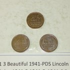 Lot #341 3 Beautiful Lincoln Wheats 1941-P 1941-D 1941-S Fine See Pictures — photo 5