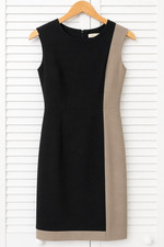 CALVIN KLEIN Womens Size 6 Dress sleeveless Pencil Colorblock Neutral Minimalist