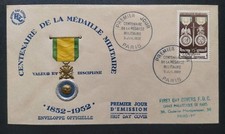 Enveloppe Premier Jour Timbre Médaille Militaire Oblitéré Paris N° 927 FDC 1952
