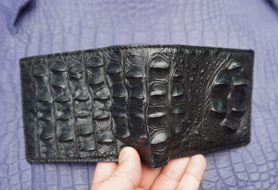 Black Double Side Genuine Crocodile Leather Skin MEN'S BIFOLD Wallet - R12