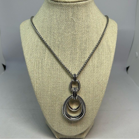 Infinity Silvertone Hoops Necklace - image 1