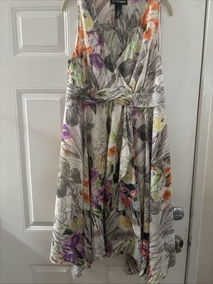 Lane Bryant Women s Multicolor Floral V-Neck Sleeveless Midi Dress 14 Lined