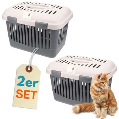 2er Set Katzentransportbox Oben Öffnen Dachöffnung Katzen Kleintier Transportbox