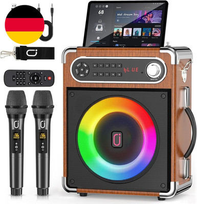 JYX Karaoke Anlage Mit 2 Drahtlosen Mikrofonens, Tragbares Pa-System Karaoke Lau