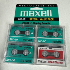 Maxell MC-60 Microcassettes Special Value Pack 3+1 Cleaning Cassette New Sealed