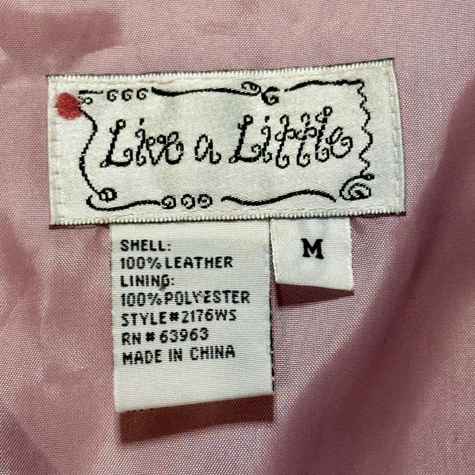 Live a Little Womens Vintage Y2k Suede Jacket Size M Light Pink Snap Front - Image 4 of 4