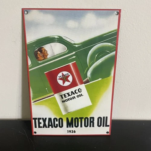 VINTAGE TEXACO CAR GASOLINE MOTOR OIL PORCELAIN SIGN