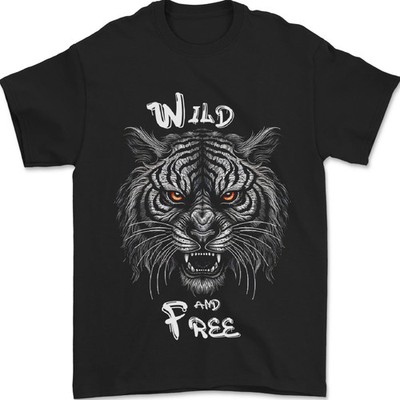 Wild and Free Tiger Herren T-Shirt 100% Baumwolle