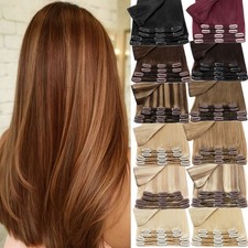 CLEARANCE Clip In 8Pieces Full Head Remy Human Hair Extensions Double Weft Thick