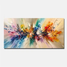 Blue Hand Painted Oil Painting On Canvas Home Decor Graffiti Abstract Wall Art 