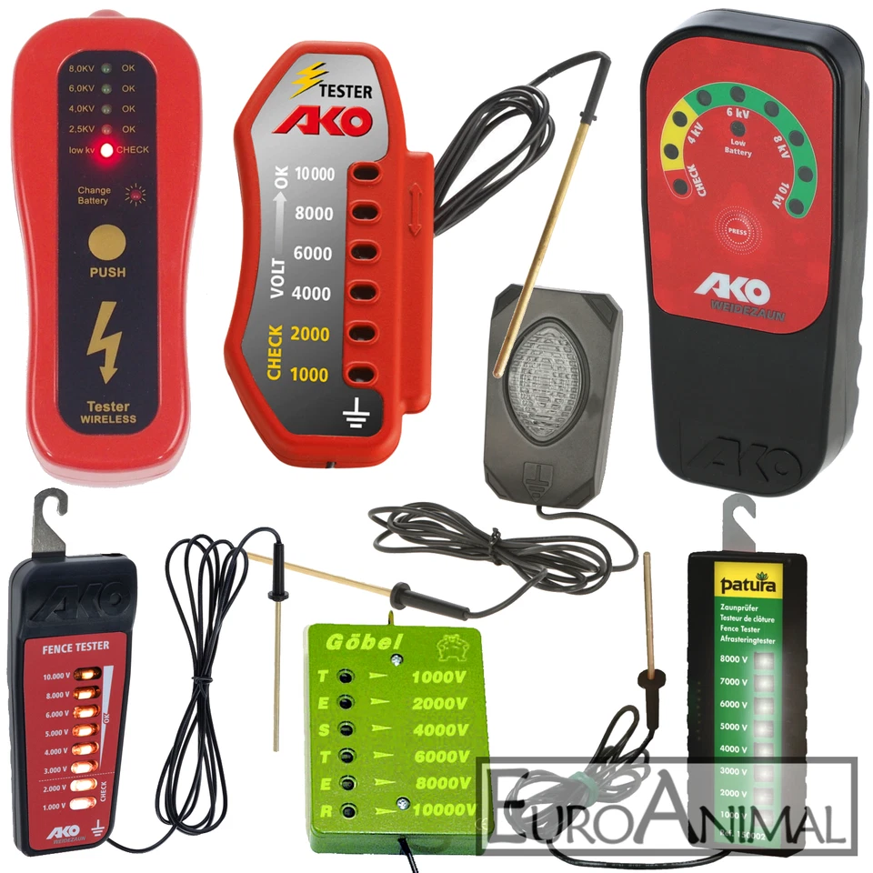 AKO, PATURA, GÖBEL Zauntester Zaunprüfer Weidezaun Elektrozaun Tester Spannungsmesser Signallicht