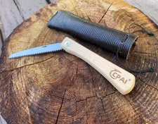 Folding Mini Hand Saw Pocket-Size with Stainless Steel Blade + Leather Storage