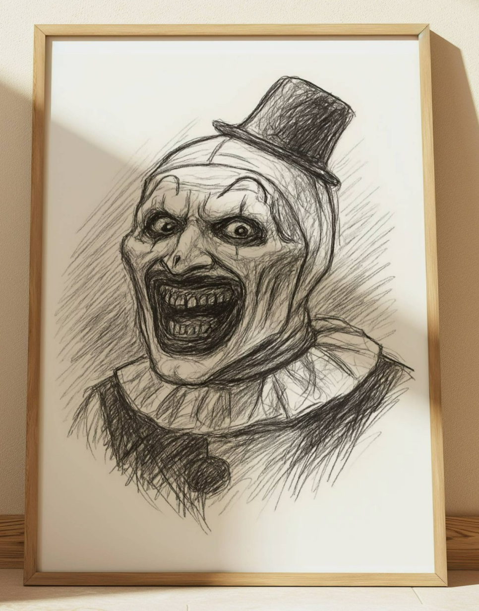 TERRIFIER ART THE CLOWN DRAWING PRINT SKETCH 8