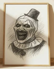 TERRIFIER ART THE CLOWN DRAWING PRINT SKETCH 8" x 10" HORROR PRINT WALL ART