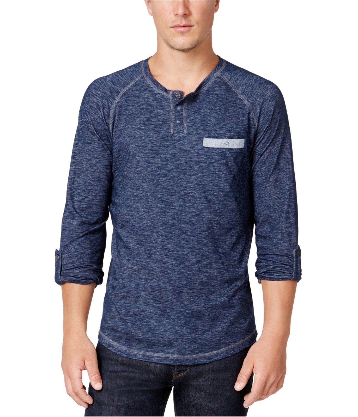 INC Mens Raglan-Sleeve Henley Shirt Blue XX-Large 4590₽
