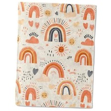 Flannel Blanket - Cute Sunshine Colorful Boho Throw - 50x60in Rainbow