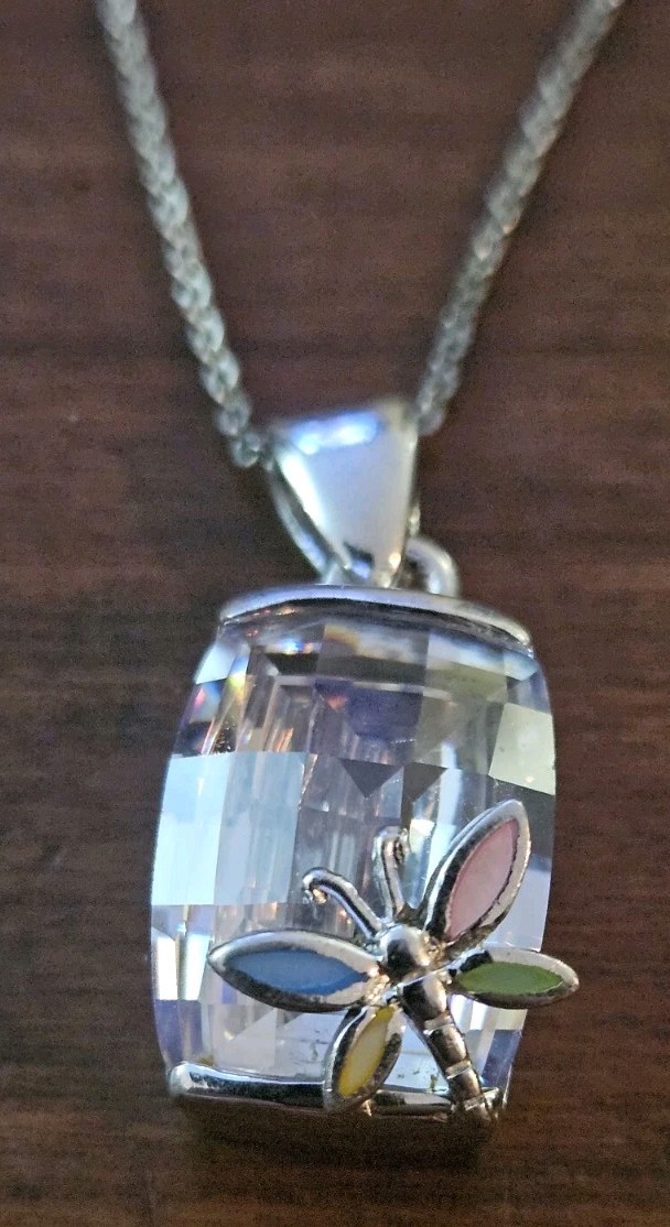 925 Rectangle Crystal Colored Stone Butterfly Nec… - image 10