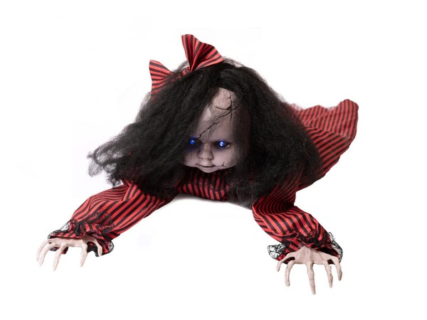 INNA-Glas Deko Halloween Horror Zombie Puppe Lillibet, Kriechend, 110X35X25Cm-image