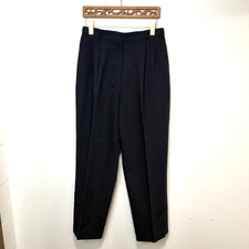 Vintage Counterparts Black Pleated Dress Pants Wool Blend High Rise Straight Leg