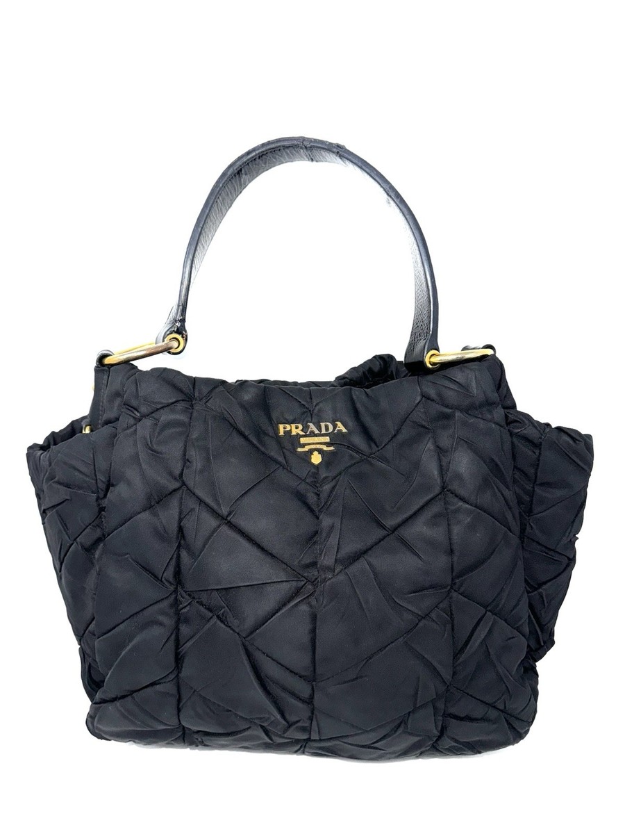 Prada Black Nylon Gaufre Quilted Tessuto Shoulder Bag | eBay