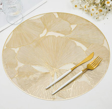 Manteles Individuales Dorados 38cm Set 6 Vinilo Antideslizante Resistente Calor