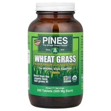 Pines International Organic Wheat Grass 500 mg 500 Tablets Gluten-Free, Non-GMO,