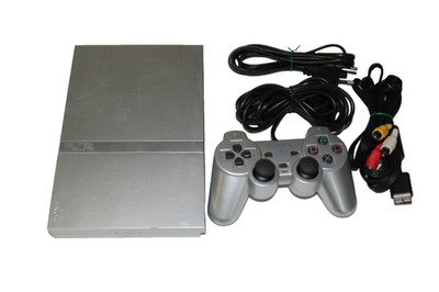 PS2 /Sony Playstation 2 Konsole Silber + Dual Shock Controller +Verbindungskabel