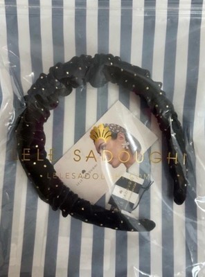 Lele Sadoughi Jet Dot Velvet Kelly Headband in Jet Black w  display picture 3