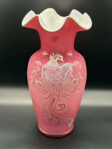Fenton 100th Anniversary Vase #2/100 Hand Painted By  R. Spindler