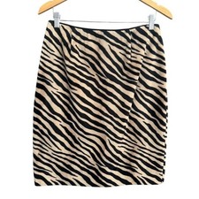 Vintage BURNS Zebra Print Mini Skirt Size 10 Faux Fur Fluffy Textured USA Made